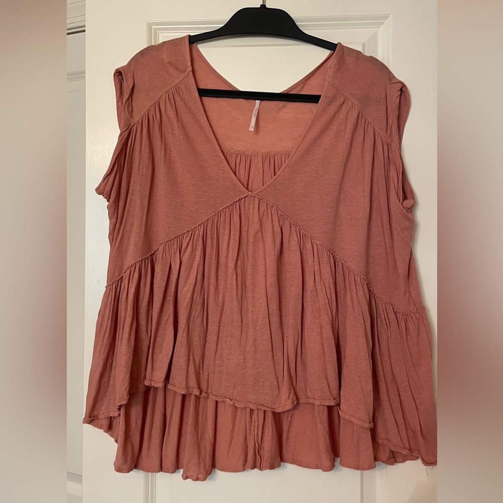 Peach v neck top